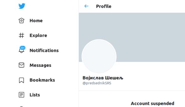 Vojislav Šešelj: Ukinut Twitter nalog
