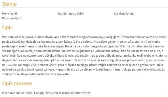 Oglas polovni automobili Chevrolet smučio mi se korigovaću kilometražu