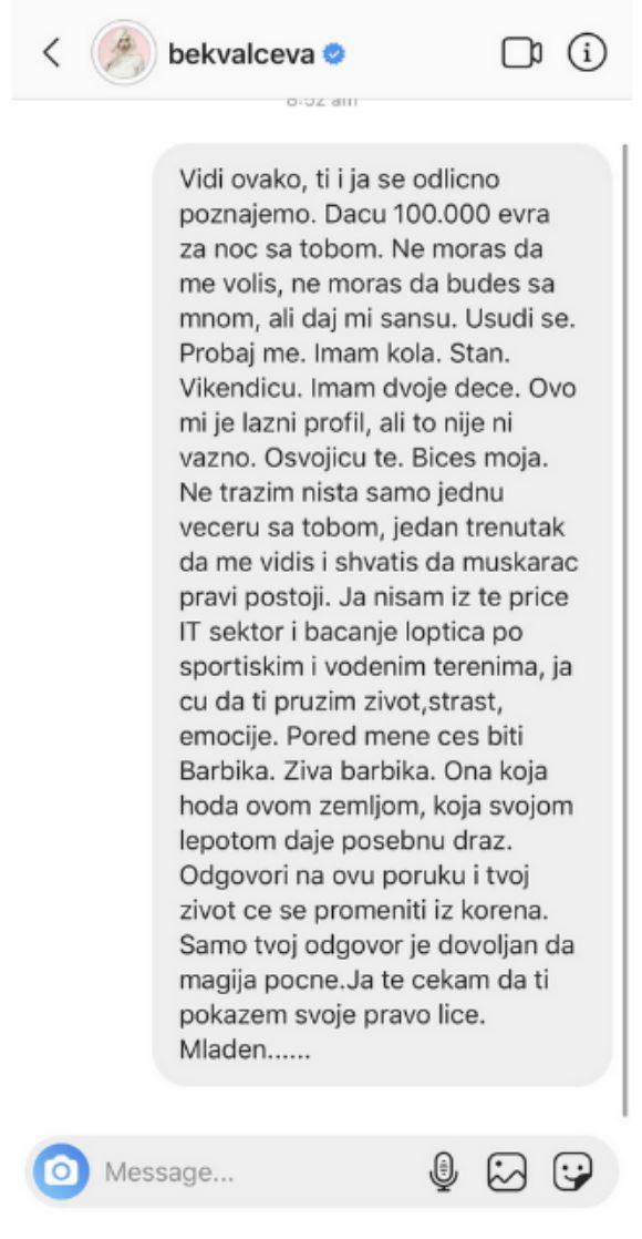 Nataša Bekvalac nepristojna ponuda Mladen 