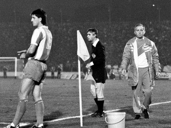 Velibor Vasović i Husref Musemić na derbiju protiv Partizana u oktobru 1986.