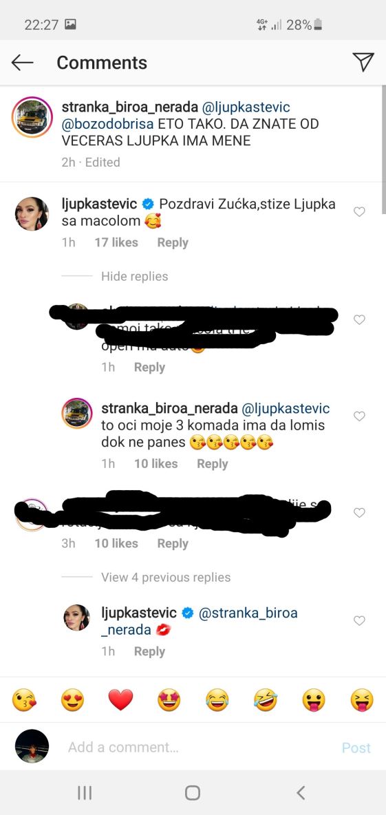 Ljupka Stević udvarač Ranko Đurišić Crni poruke Instagram