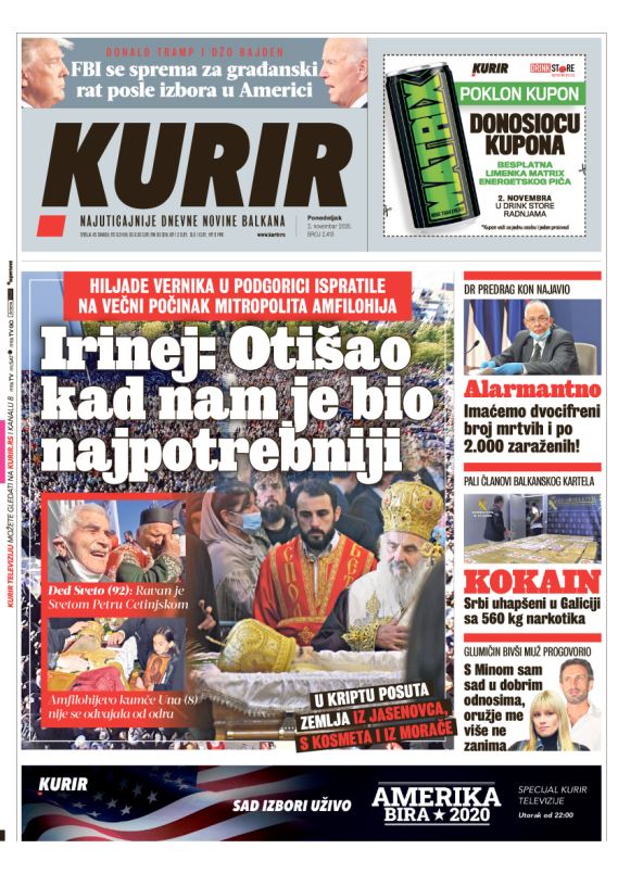 prelistavnje sutrasnje stampe 2 novembar 2020