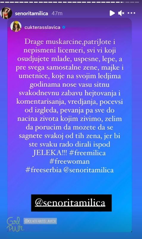 slavica ćukteraš o milici pavlović