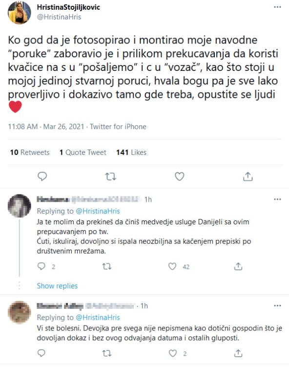 branislav lecic hristina stoiljkovic poruke detalji foto