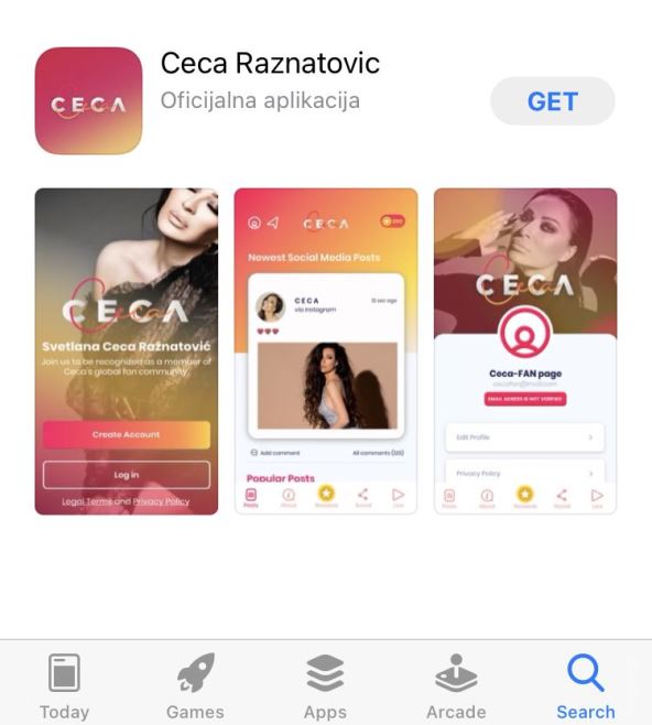 ceca raznatovic aplikacija veljko anastasija vesti nagrade