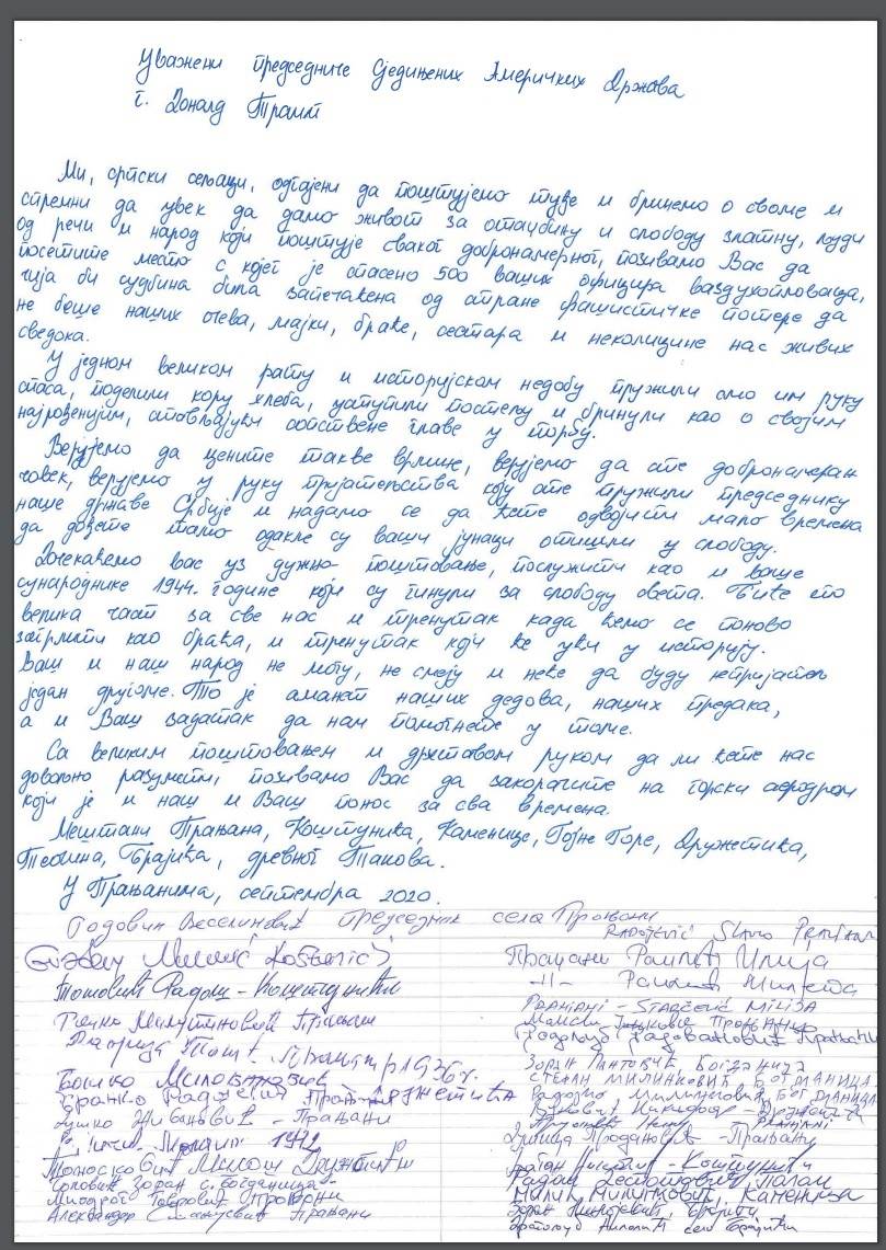 Pismo srpskih seljaka Donaldu Trampu