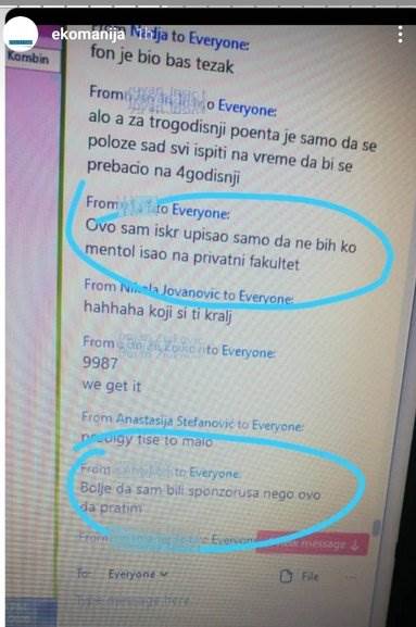 Brucoši Ekonomski fakultet Zoom dopisivanje vređali dekana