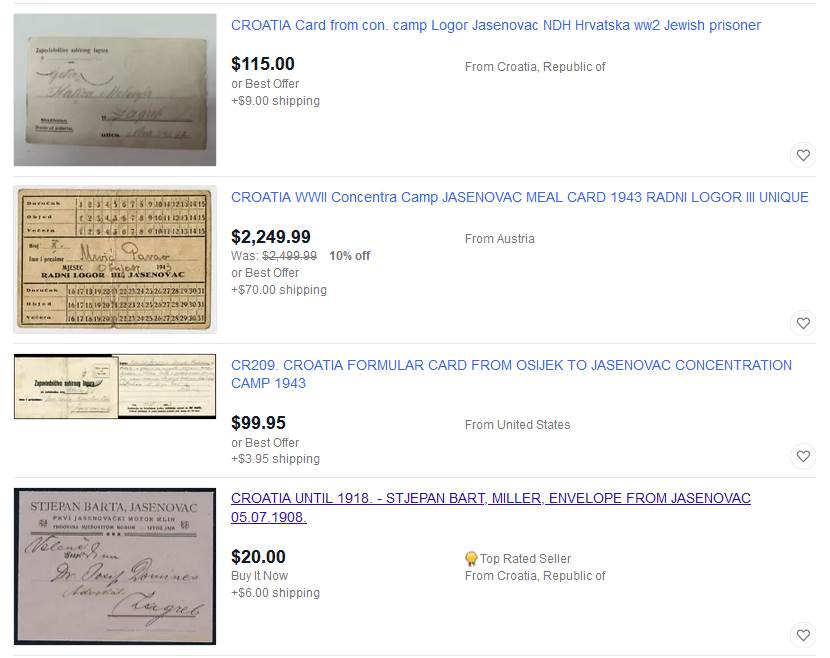 Jasenovac Prodaja E bay I bej Sajt Internet prodaja Kupovina Logor Logoraši Dahau Aušvic
