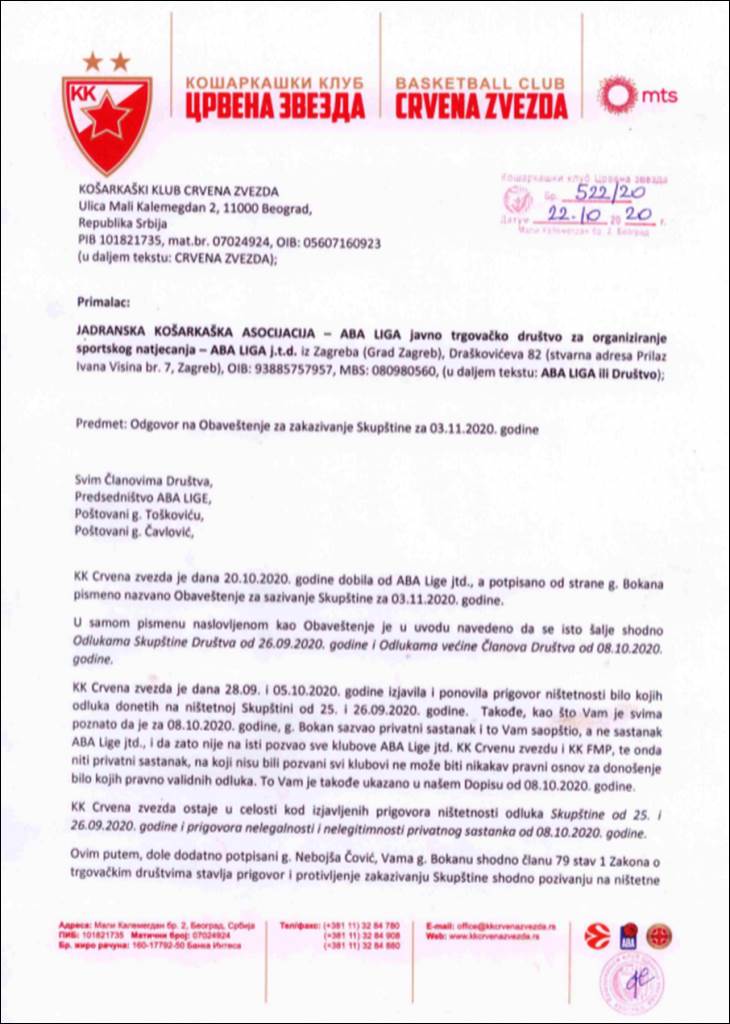 crvena zvezda miško ražnatović aba liga partizan cas