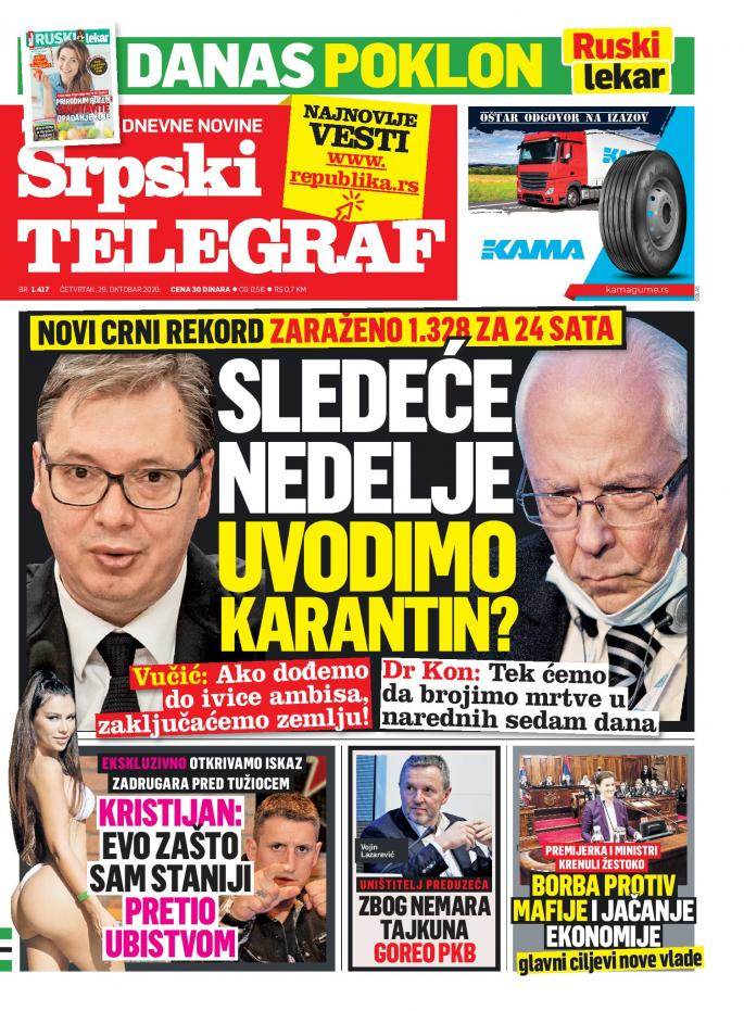 prelistavanje sutrasnje stampe 29 oktobar