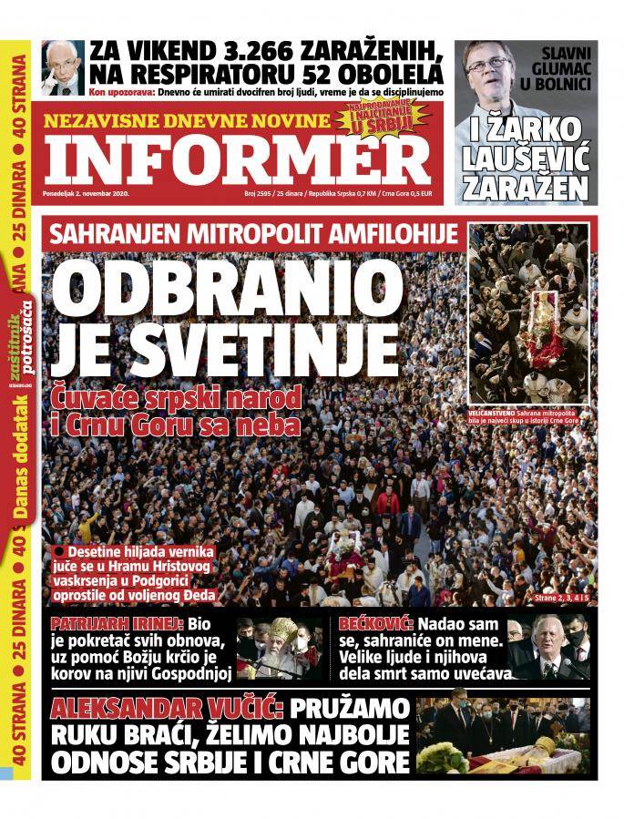 prelistavnje sutrasnje stampe 2 novembar 2020