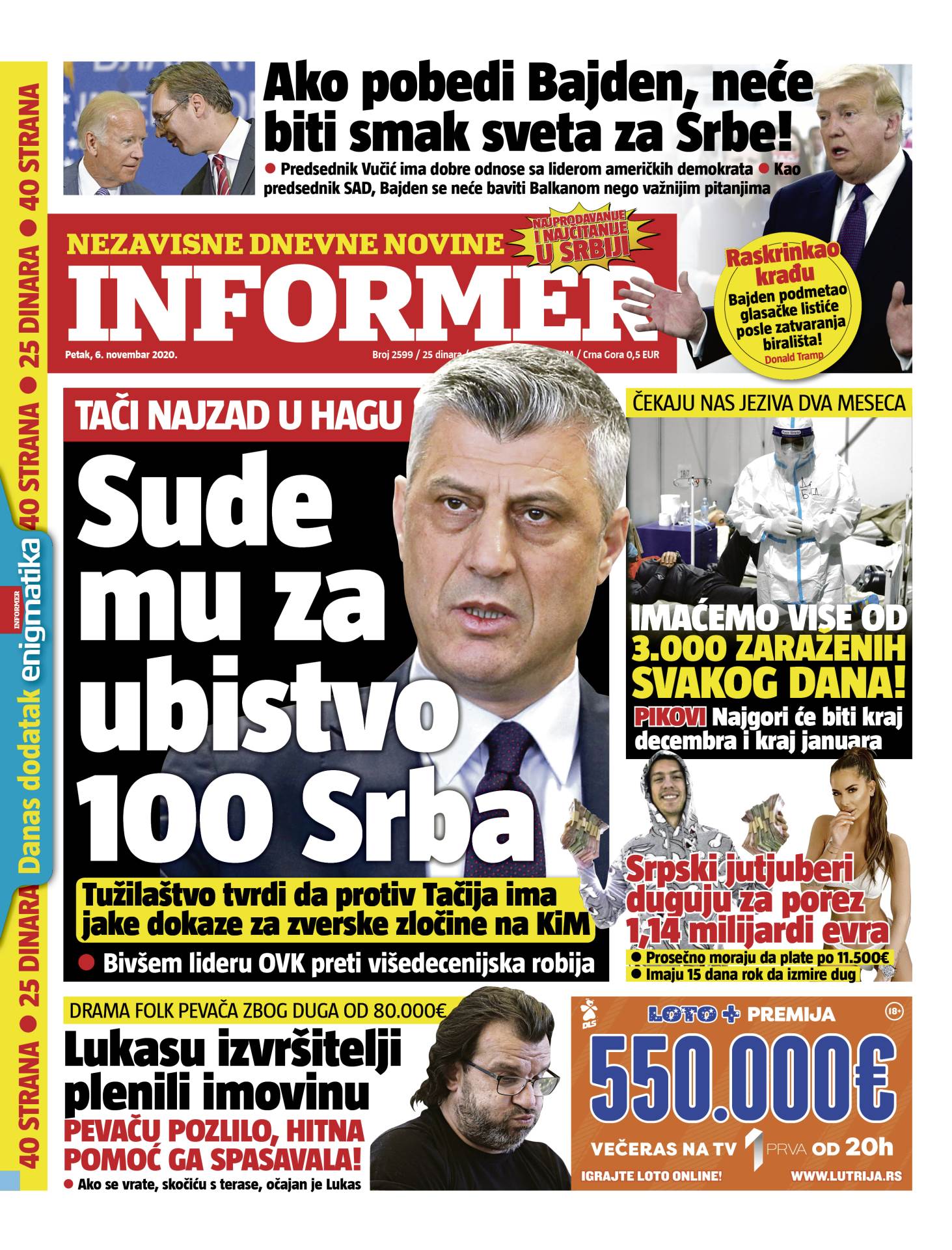 prelistavanje sutrasnje stampe 6 novembar 2020