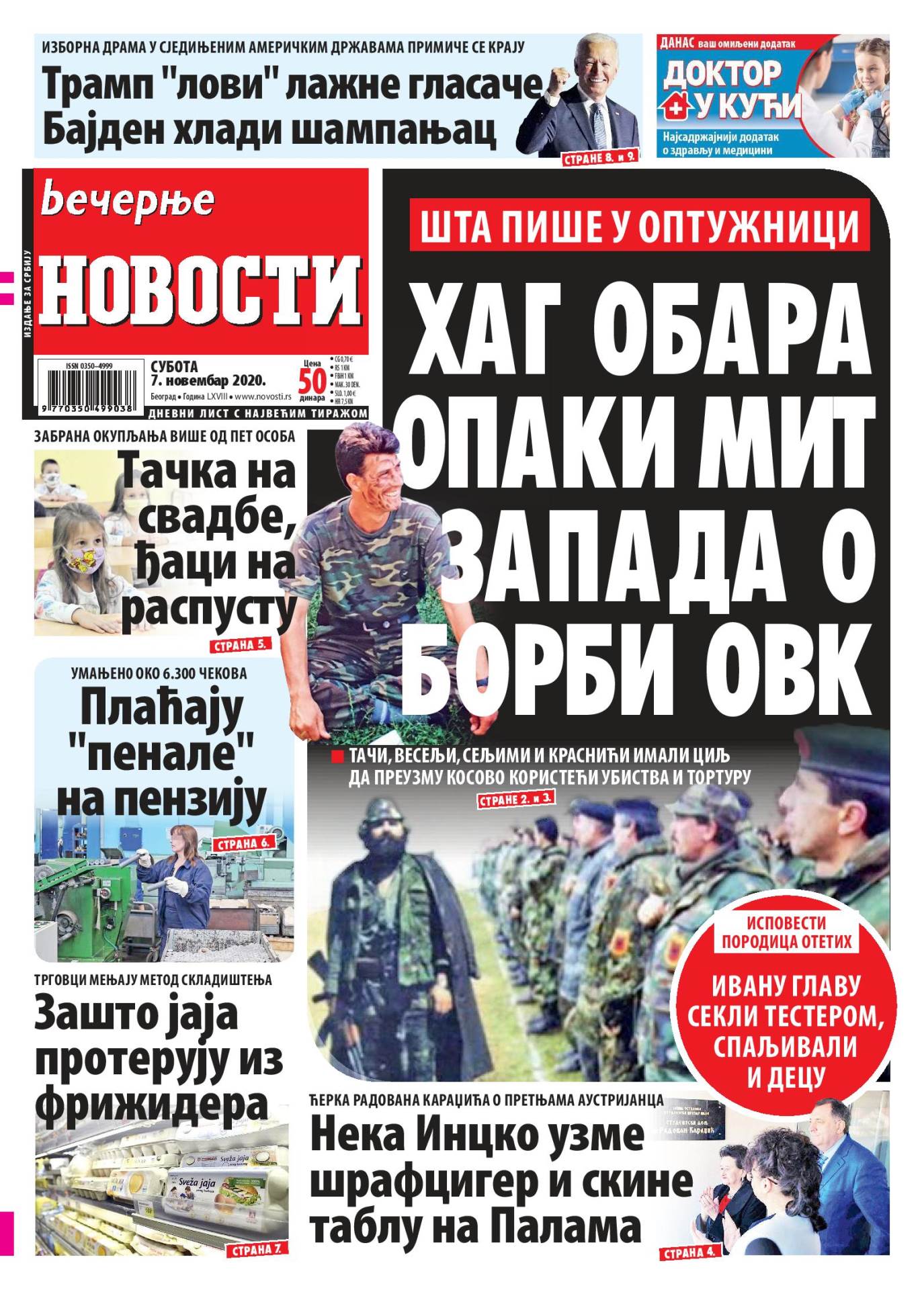 prelistavanje sutrasnje stampe 7 novembar 2020