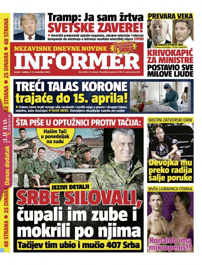 prelistavanje sutrasnje stampe 7 novembar 2020