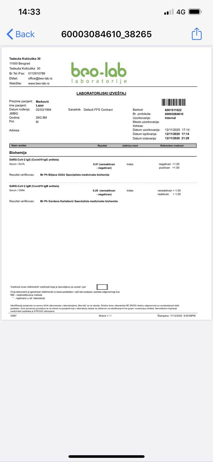 lazar markovic korona virus pozitivan test opet u izolaciji
