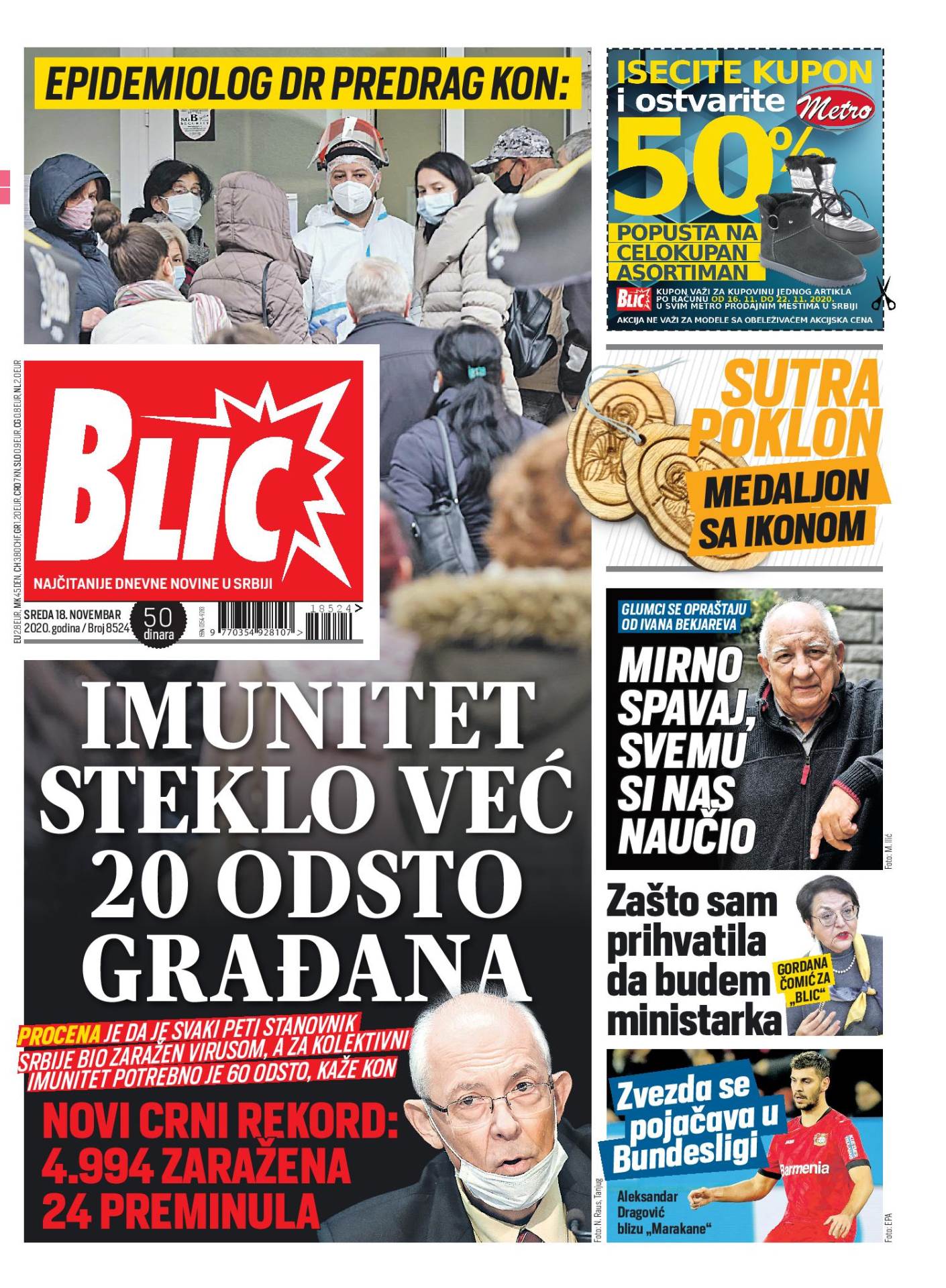 prelistavanje sutrasnje stampe 18 novembar 2020