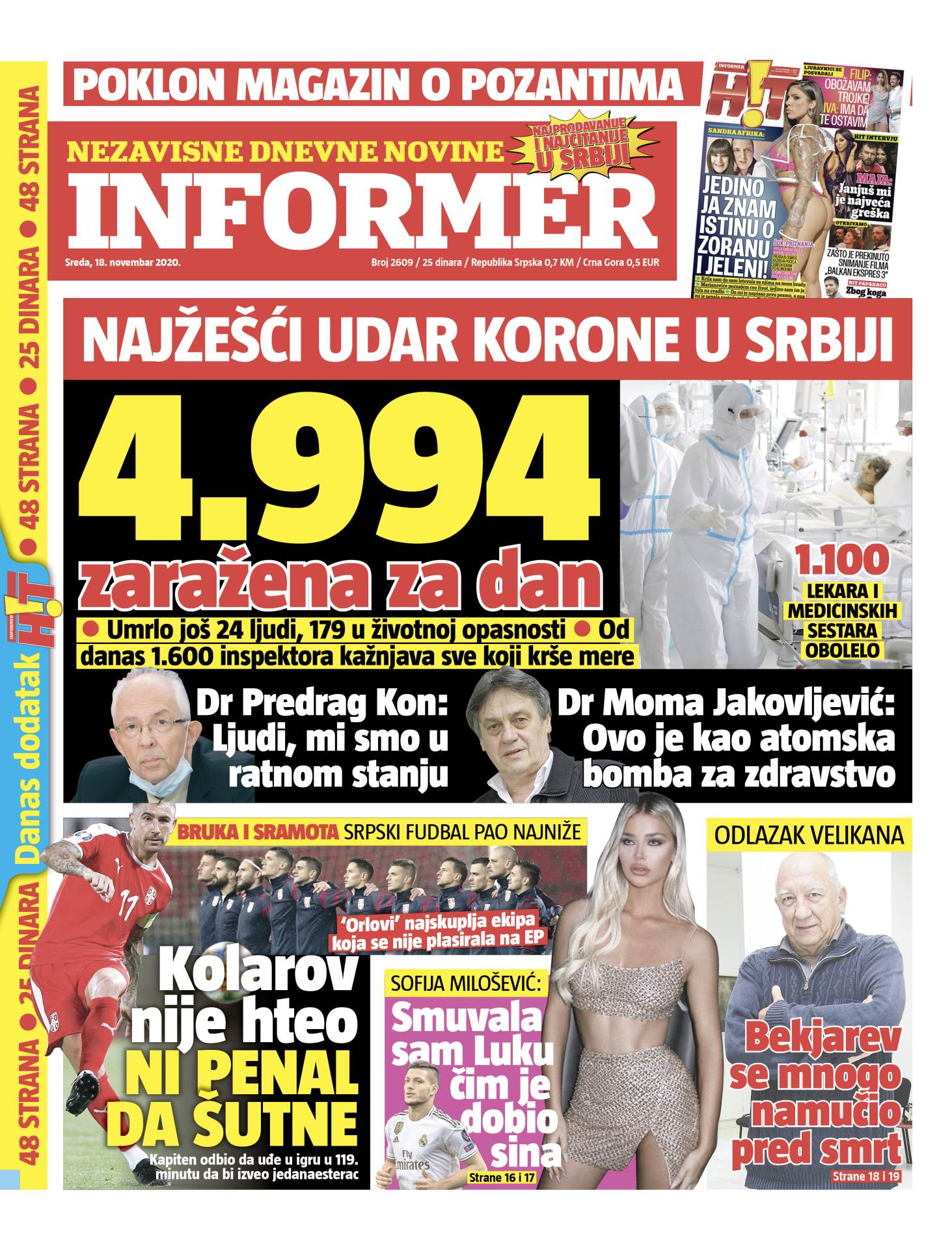 prelistavanje sutrasnje stampe 18 novembar 2020