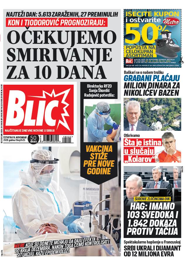 prelistavanje sutrasnje stampe 19 novembar 2020