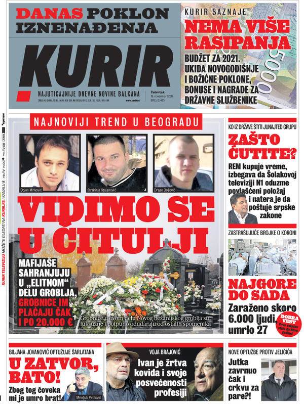 prelistavanje sutrasnje stampe 19 novembar 2020