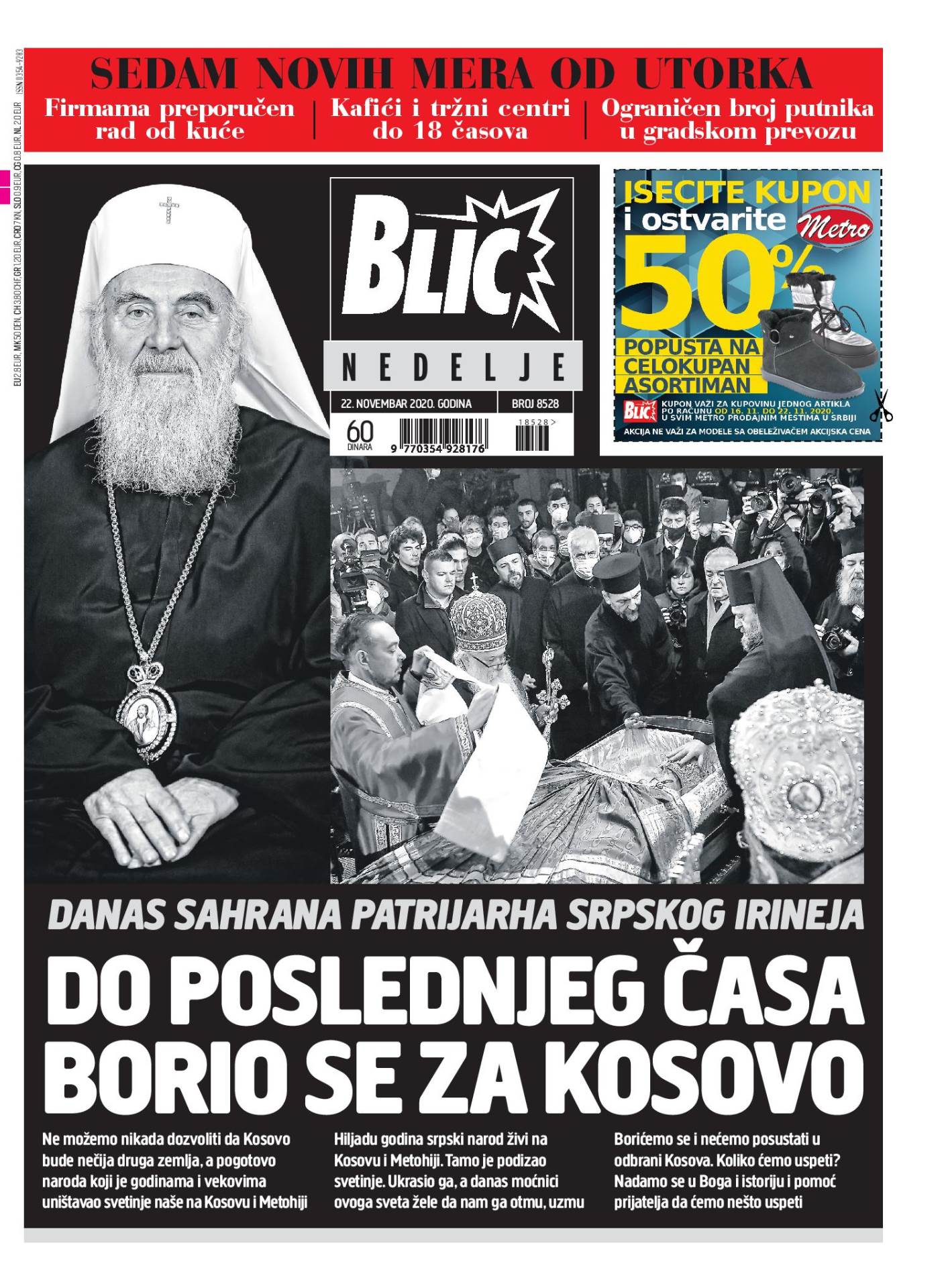 prelistavanje sutrasnje stampe 22 novembar 2020