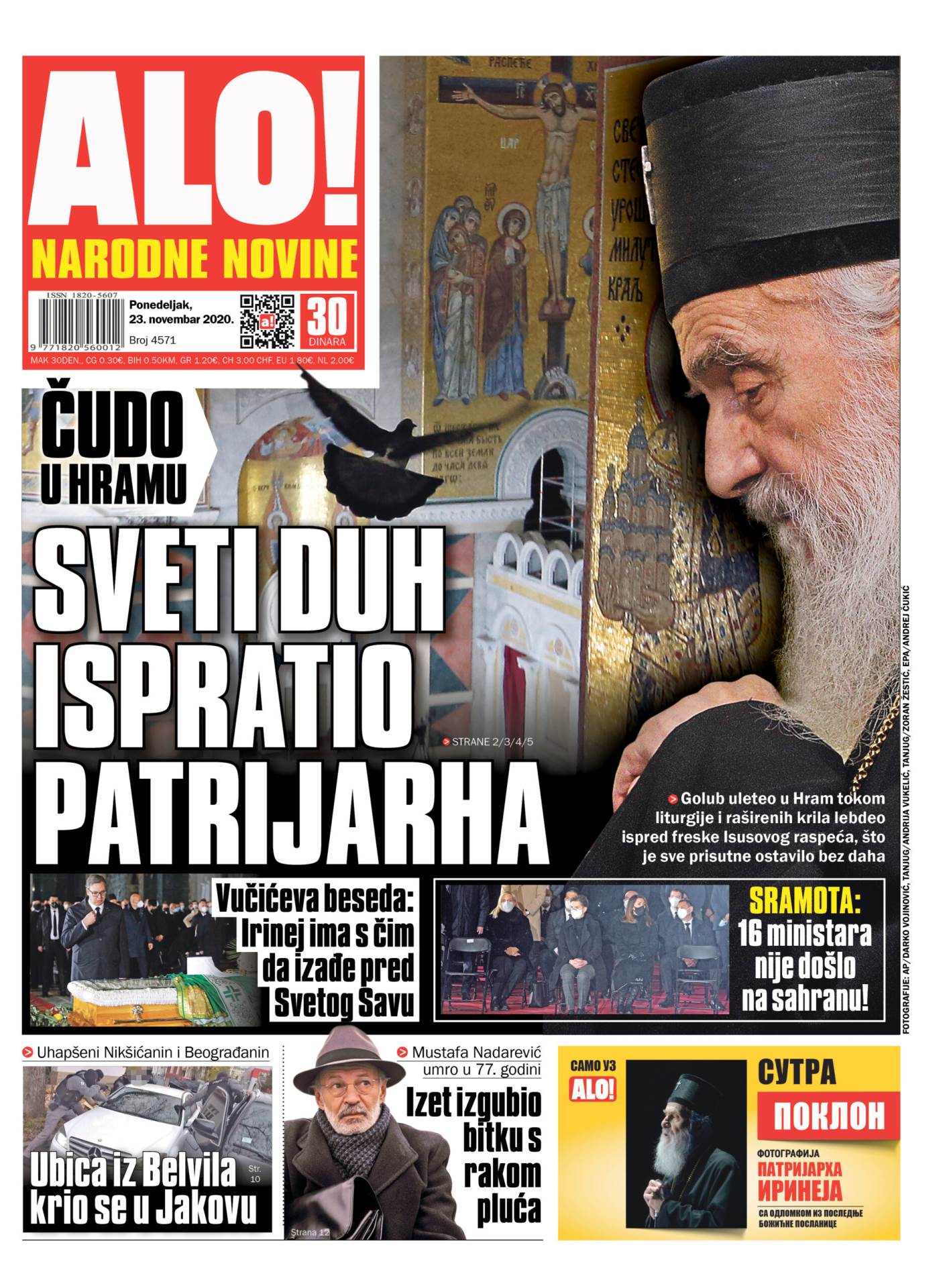 prelistavanje sutrasnje stampe 23 novembar 2020