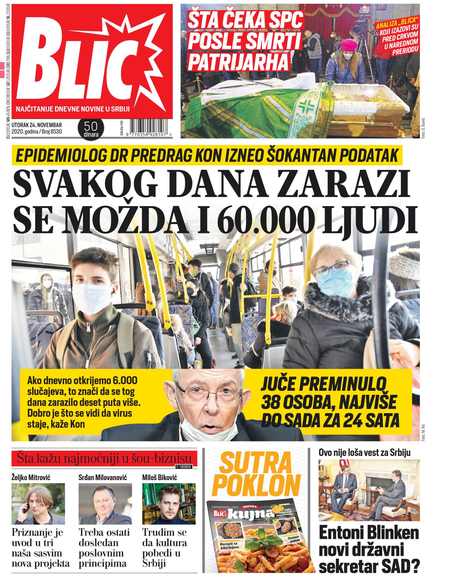 prelistavanje sutrasnje stampe 24 novembar 2020