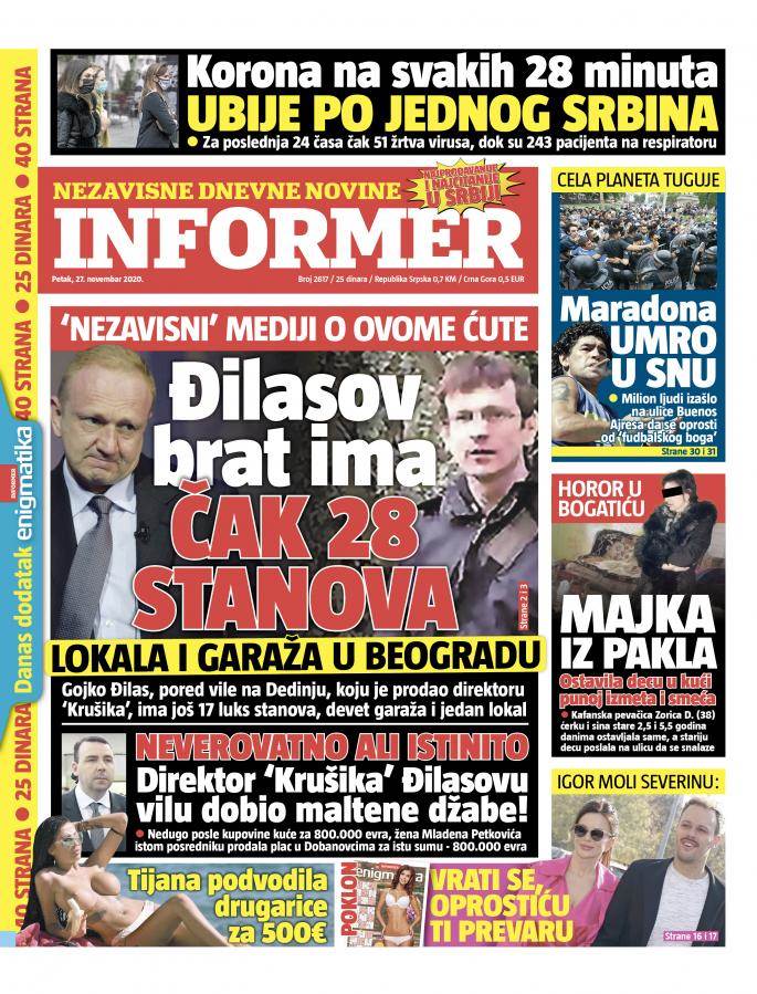 prelistavanje sutrasnje stampe 27 novembar