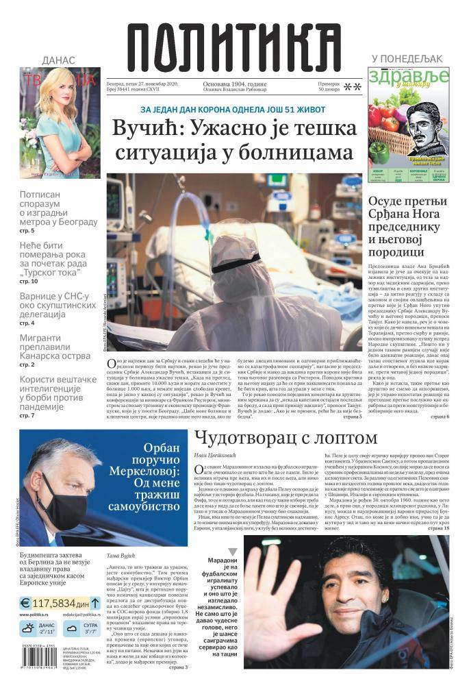 prelistavanje sutrasnje stampe 27 novembar