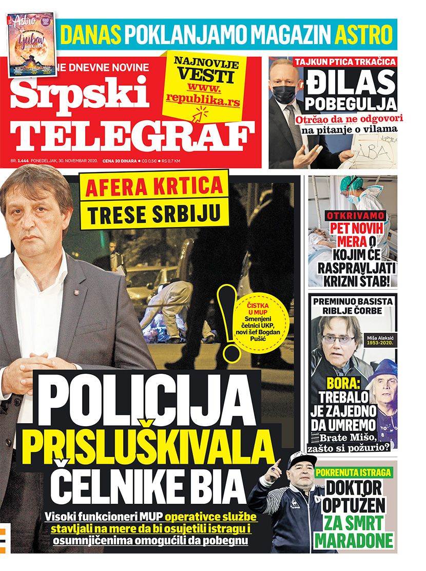 prelistavanje sutrasnje stampe 30 novembar