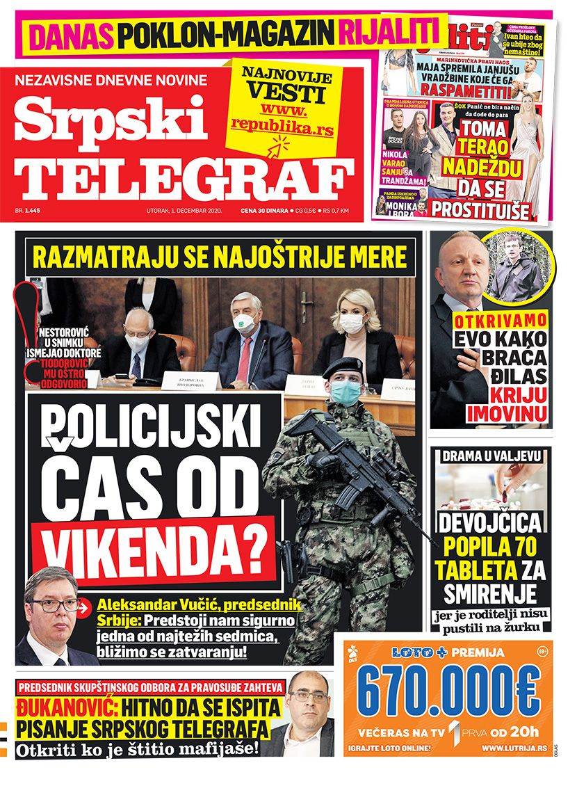 prelistavanje sutrasnje stampe 1 decembar 