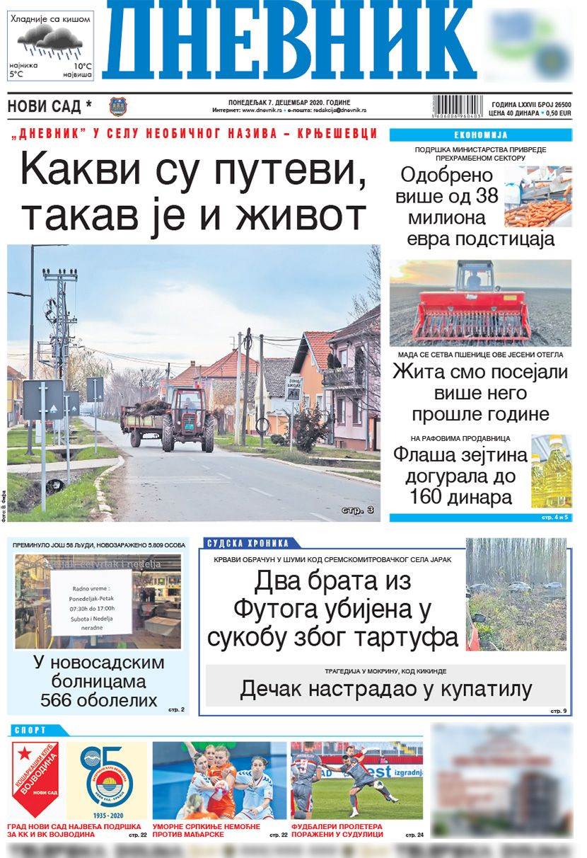 prelistavanje sutrasnje stampe 7 decembar 