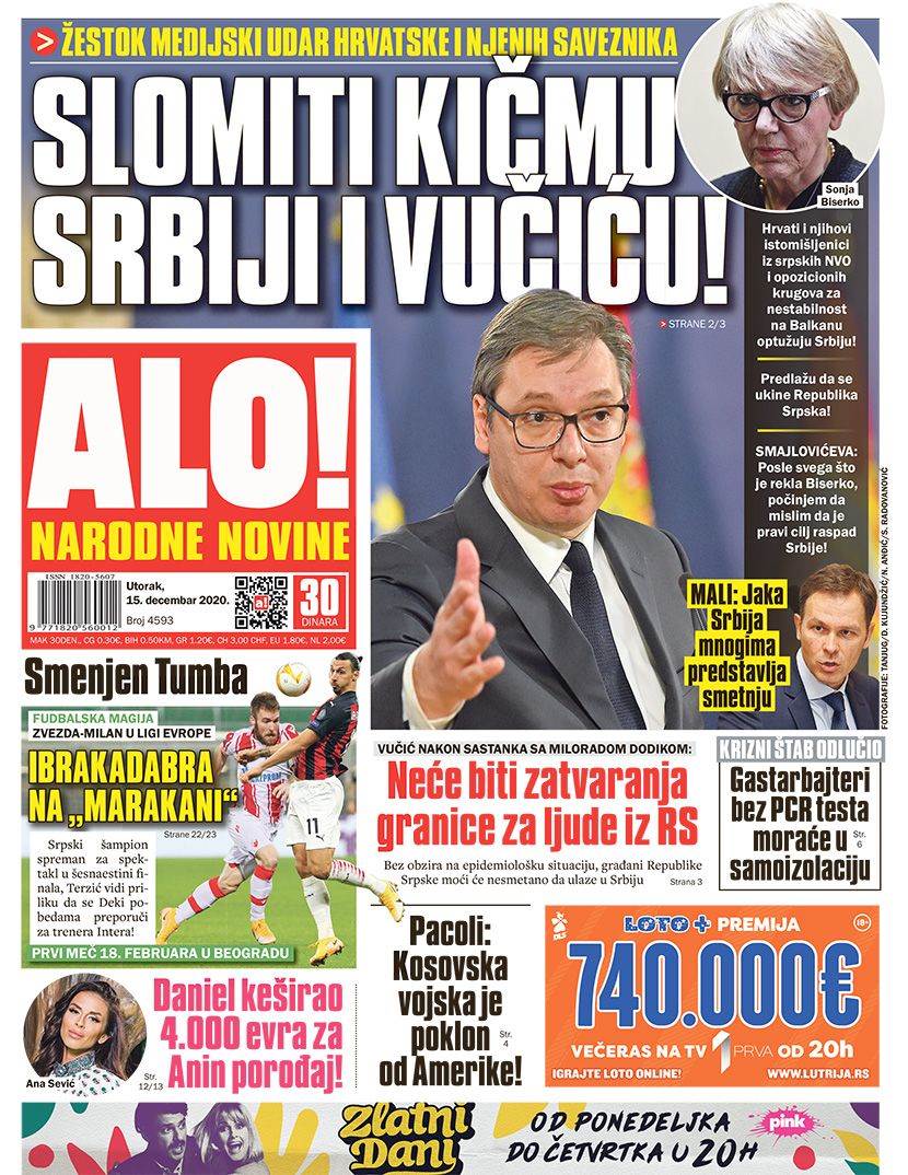 prelistavanje sutrasnje stampe 15 decembar 