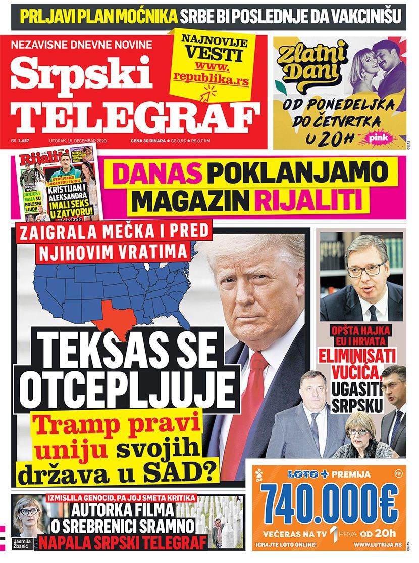 prelistavanje sutrasnje stampe 15 decembar 