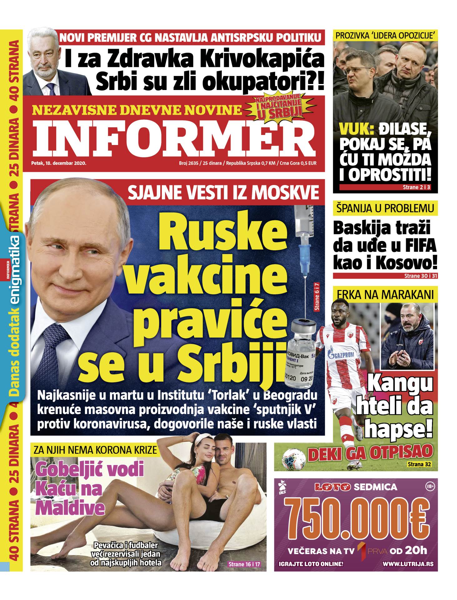 prelistavanje sutrasnje stampe 18 decembar 