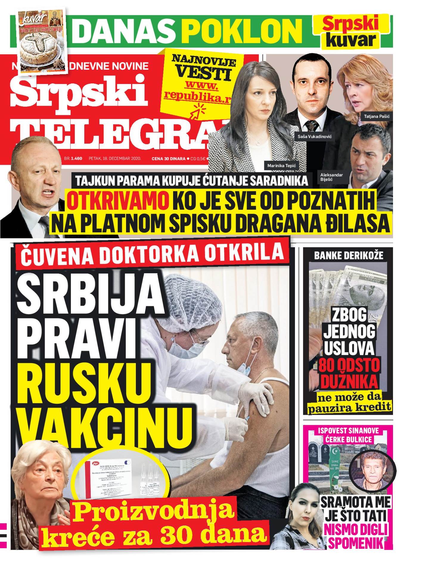 prelistavanje sutrasnje stampe 18 decembar 