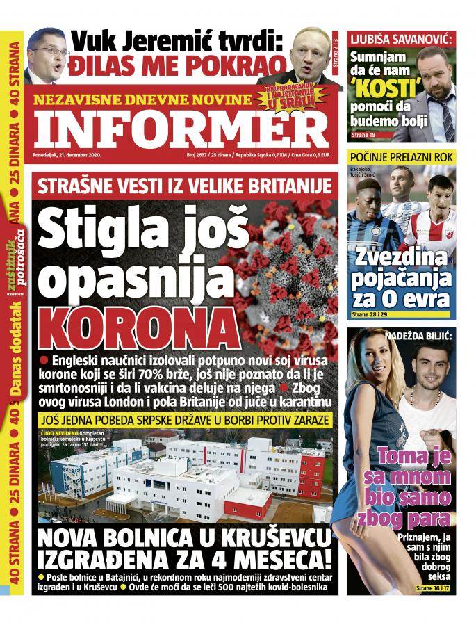 prelistavanje sutrasnje stampe 21 decembar 