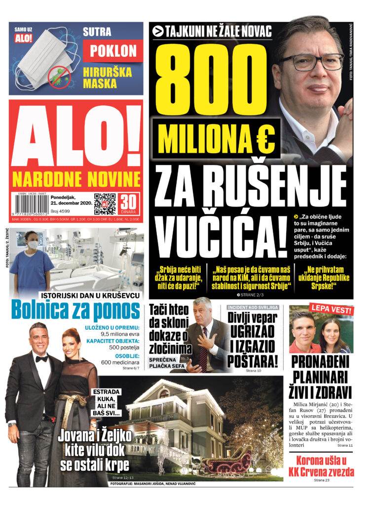 prelistavanje sutrasnje stampe 21 decembar 