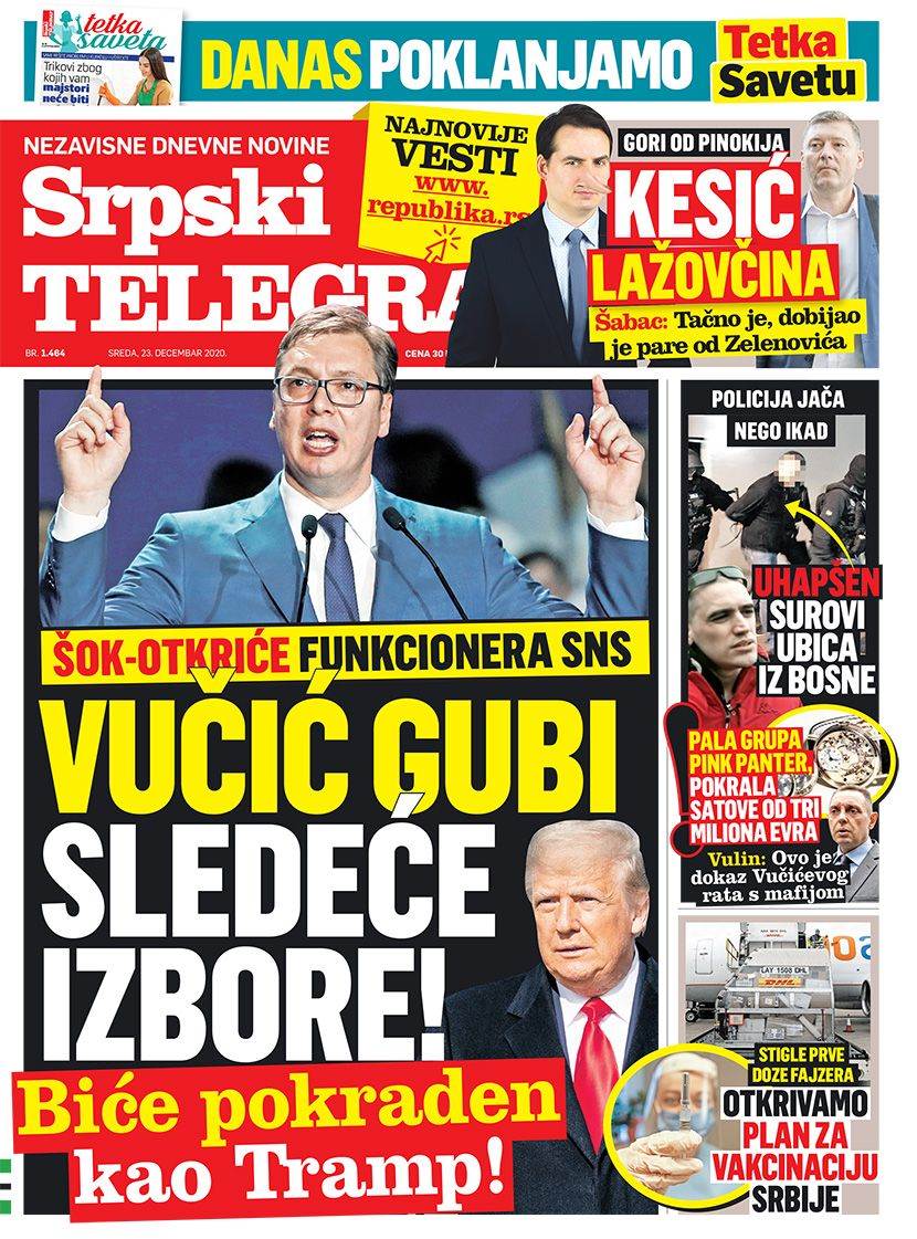 prelistavanje sutrasnje stampe 23 decembar 