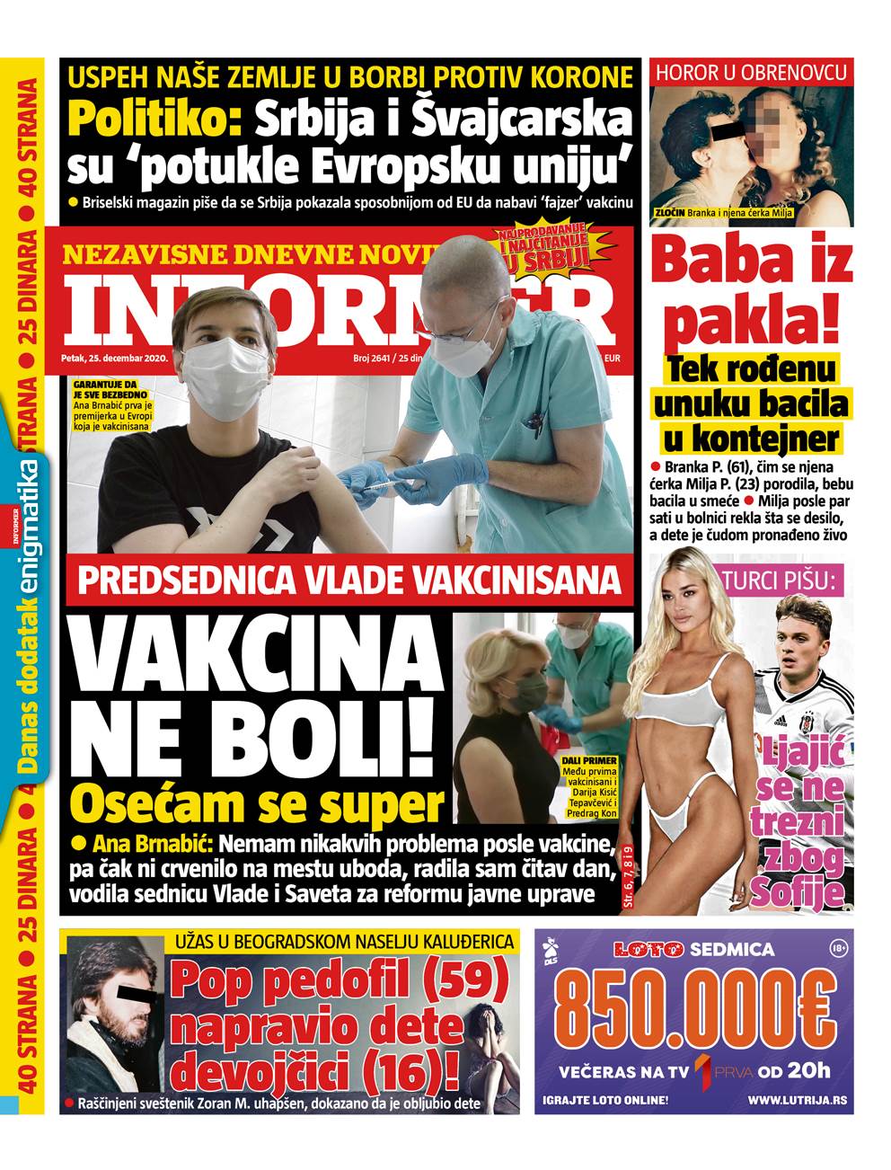 prelistavanje sutrasnje stampe 25 decembar 