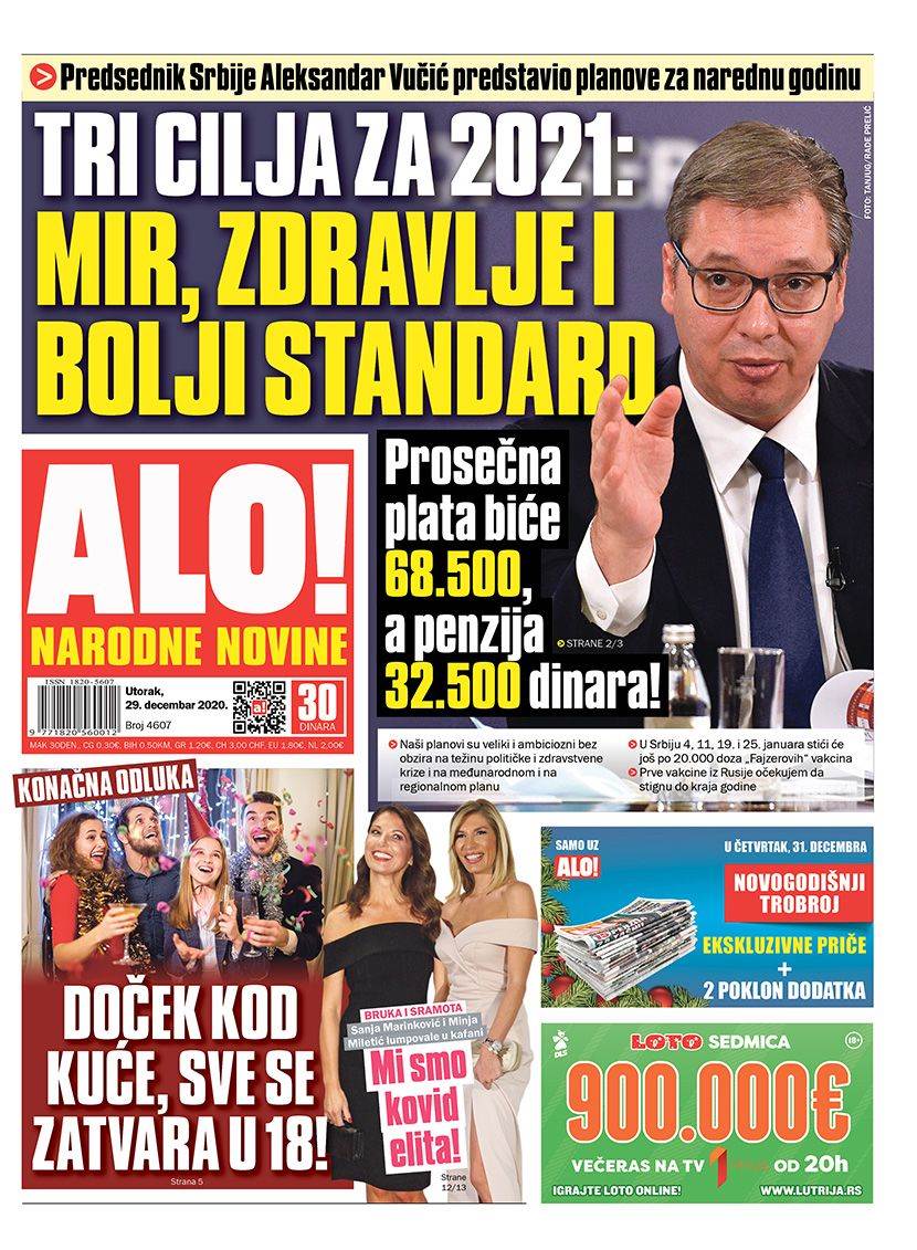 prelistavanje sutrasnje stampe 29 decembar 2020