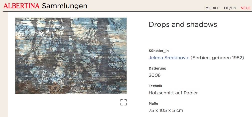 jelena sredanovic grafika kapi i senke muzej umetnosti albertina bec