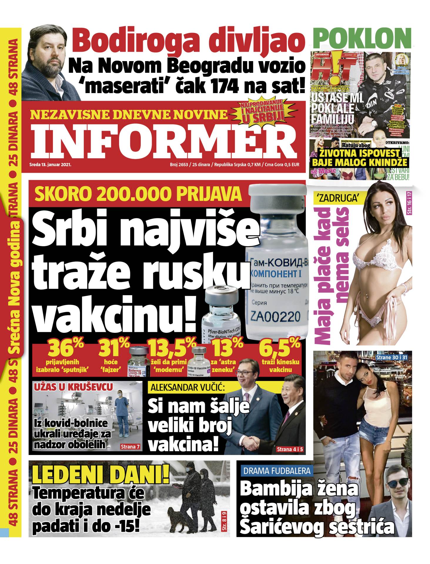 prelistavanje sutrasnje stampe 13 januar 2021