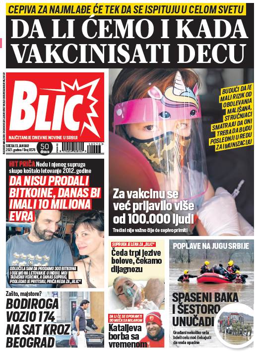 prelistavanje sutrasnje stampe 13 januar 2021