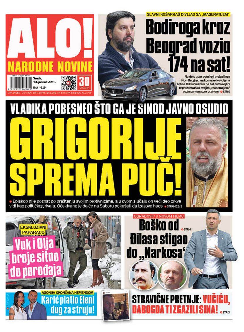 prelistavanje sutrasnje stampe 13 januar 2021