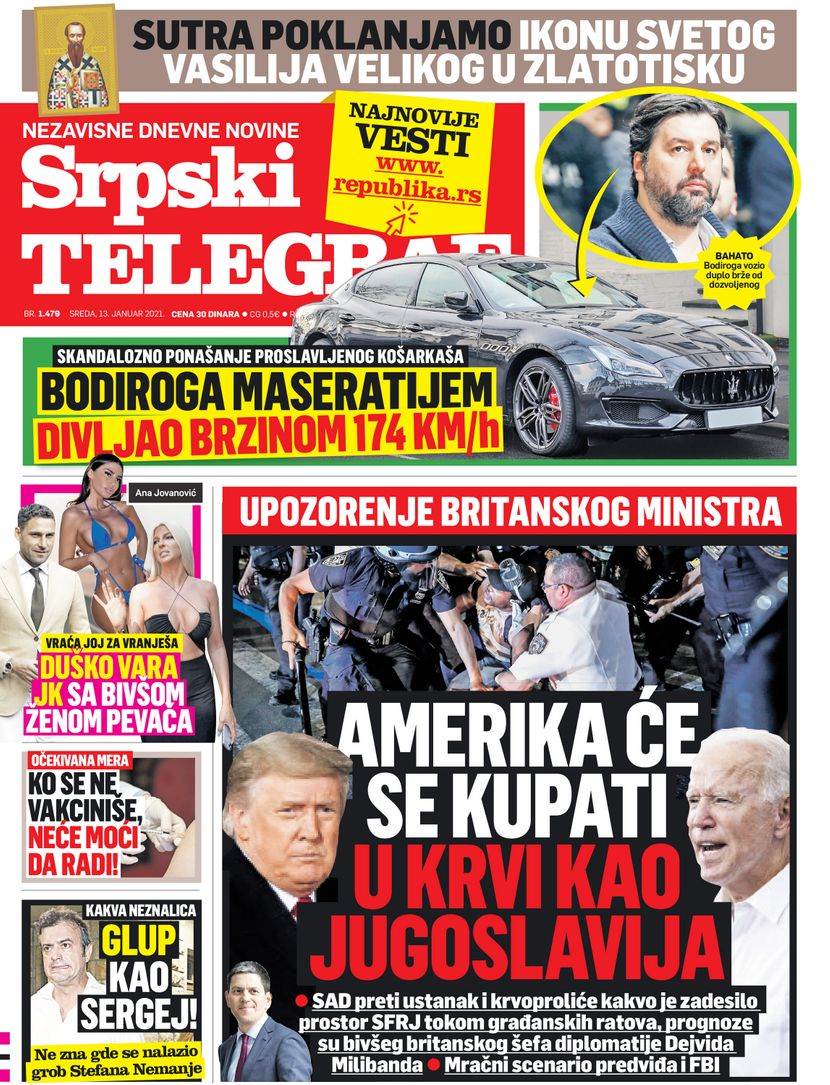 prelistavanje sutrasnje stampe 13 januar 2021