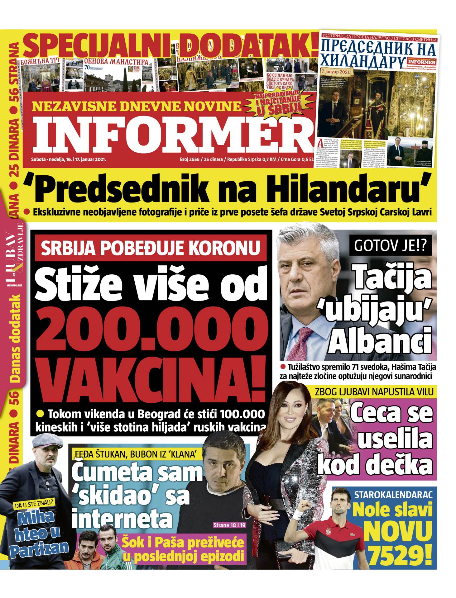 prelistavanje sutrasnje stampe 16 januar