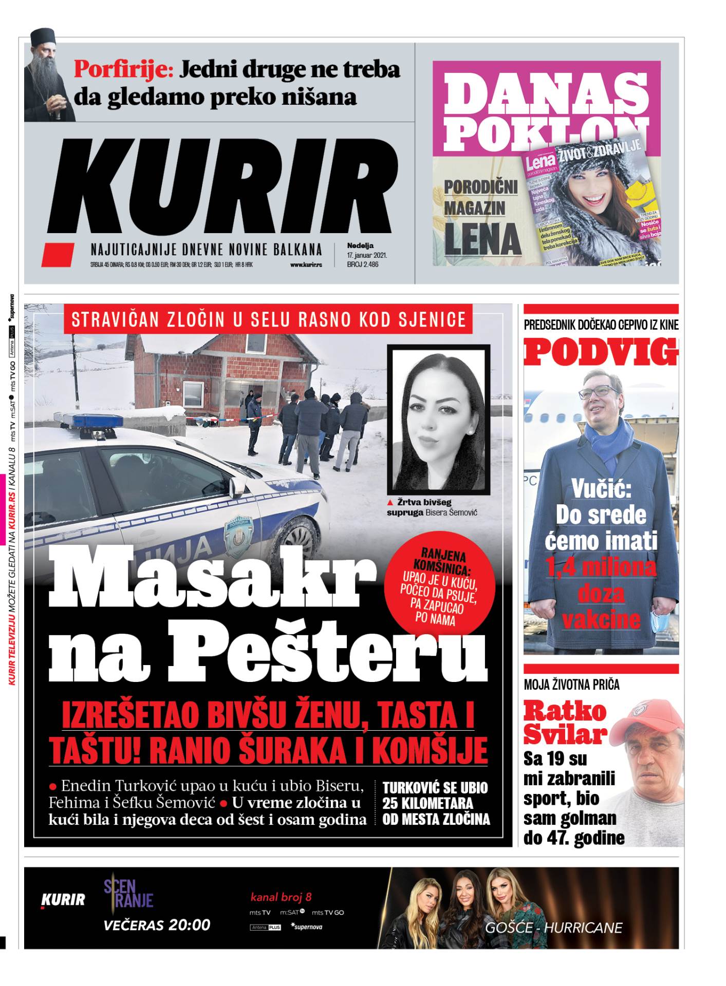 prelistavanje sutrasnje stampe 17 januar 2021