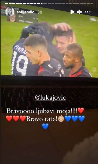 sofija milosevic luka jovic golovi ajntraht utakmica cestitka