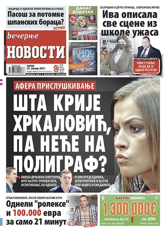 prelistavanje sutrasnje stampe 22 januar