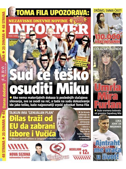 prelistavanje sutrasnje stampe 24 januar